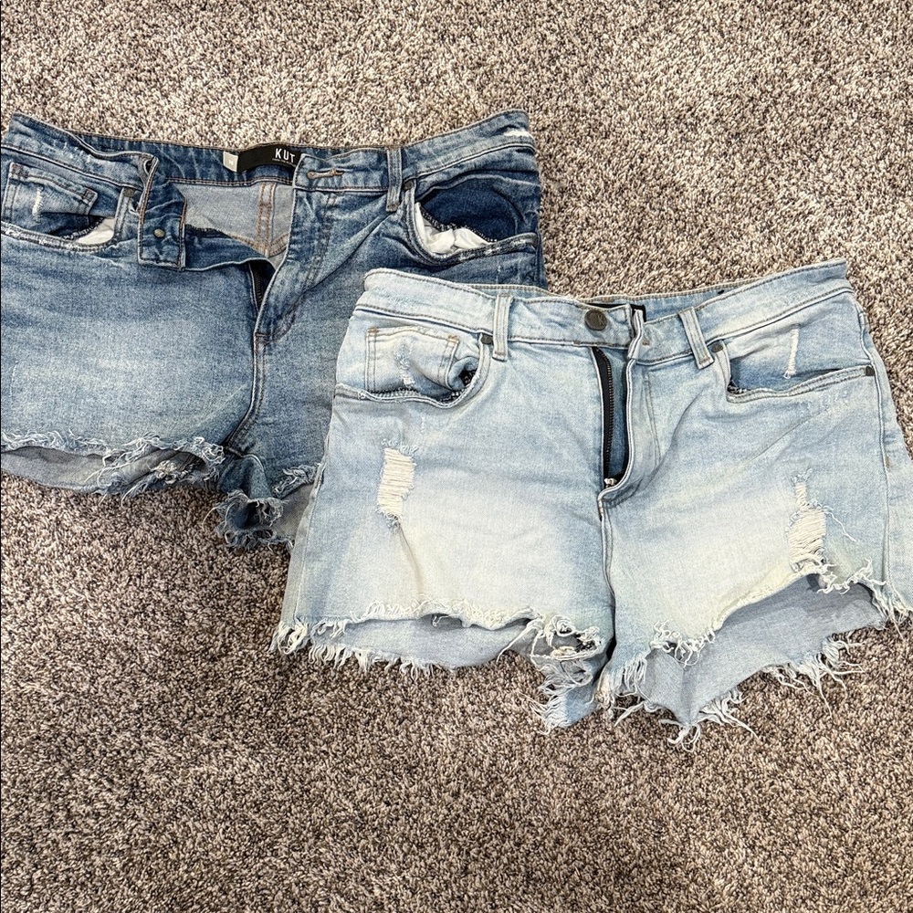 Women's Distressed Denim Shorts - Blue